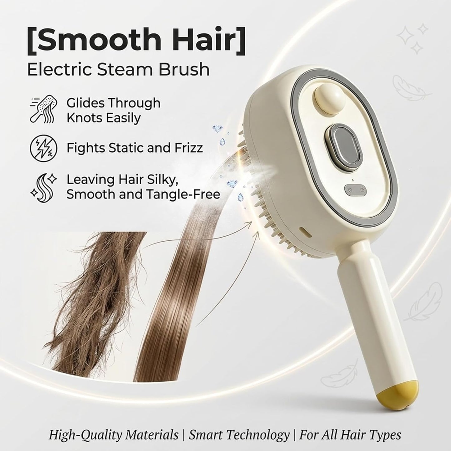 2026 New Electric Steam Brush, Electric Steam Brushs for Hair, Rechargeable Steam Hair Straightener with Water Spray, Detangling Steam Brush for Reduce Frizz, Nourishes Hairs (Beige)