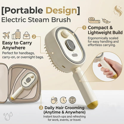 2026 New Electric Steam Brush, Electric Steam Brushs for Hair, Rechargeable Steam Hair Straightener with Water Spray, Detangling Steam Brush for Reduce Frizz, Nourishes Hairs (Purple)