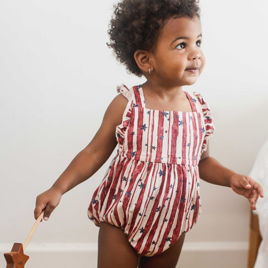 Stars & Stripes Baby Girl Bubble Romper